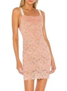 Size XS Tight Squeeze Bodycon Mini Dress Copper Rose Lace Lined NEW