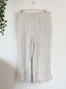 LOFT Striped Wide Leg Linen Crop Pants Sz MP