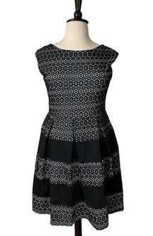 Tiana B. Fit & Flare Party Dress Cap Sleeves Black Illusion Lace Women’s 14