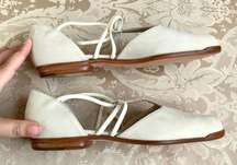 NEW Giorgio Armani Vintage Italian Almond Toe Leather Flats in Cream