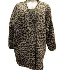 MANGO Wool Blend Animal Print Oversized Suit Jacket Size M