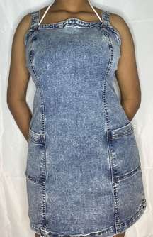 Denim Back-Zip Dress With Pockets