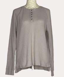 Z Supply Waffle Henley Knit Top Blouse Beige S