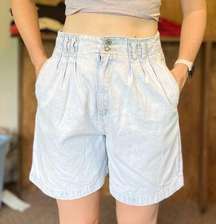 Vintage Super light wash ultra high rise paper bag waist denim shorts Brittania