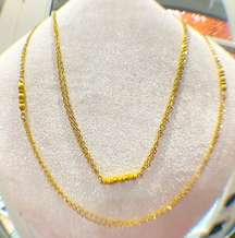 Double Loop Long Chain Necklace Gold Wrap Layering Necklace Beaded Stylish