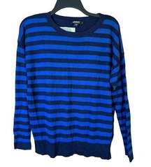 DKNY Women's Blue/Navy Striped Crew Neck Pullover Sweater - Size appx M/L P