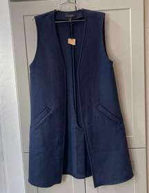 Halogen 164870 Womens Side Pockets Long Sweater Vest Navy One Size Designer Wool