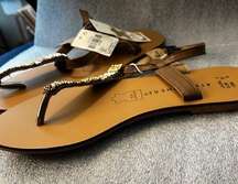 NWT Beaded Thong Sandal with Ankle Strap