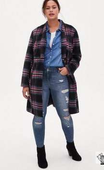 Torrid Women’s Wool Coat Plaid Size 2