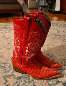 Red Leather Cowgirl Boots