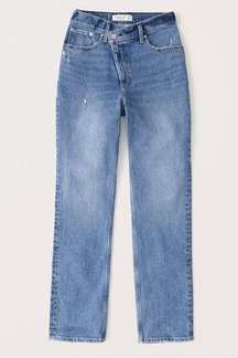 A&F Medium Wash Criss Cross The 90’s Straight Ultra High Rise Jeans