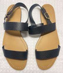 J. Crew Pebbled Leather Slingback Flat Sandals Size 8 1/2