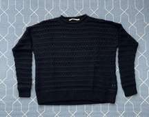 Wool Merino Crew Neck Black Sweater - Size Small