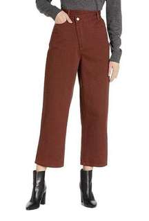 C/MEO Collective Cross Over Wide Leg Cropped Jeans in Mahogany Size 4 NWT