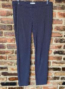 Eliane Rose Navy Blue White Polka Dot Skinny Leg Flat Front Pants Women's Size 6