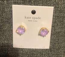 Kate Spade Round Stud Earrings In Lilac Purple And Gold Brand New Never Worn