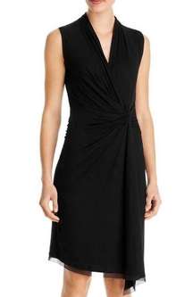 Kobi Halperin Maureen Twisted Black Faux Wrap Jersey Dress Size Large