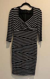 217-White House Black Market Black and White Striped Sheath Dress
