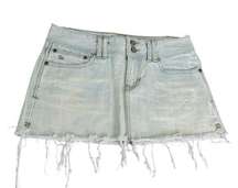 Vintage Abercrombie & Fitch Light Wash Low Rise Distressed Denim Micro Skirt Y2K