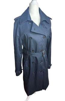 Hunter‎ Navy Double Breasted Long Trench Coat Jacket Belted Size 6 Women's