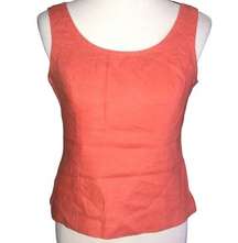 Kasper Coral Dressy Side Zip Sleeveless Linen Top Size 4