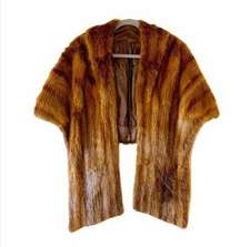 Vintage Mink Fur Stole Cape Capelet Winter Luxury Wrap Pockets