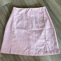 Brandy Melville Pink Plaid High Waisted Skirt