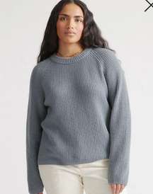 Quince Mongolian Cashmere Fisherman Crewneck Sweater in dusty blue size XL