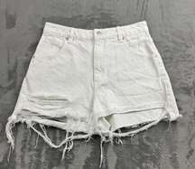 Rollas Denim Shorts Womens Size 27 Dusters High Rise Slim White Distressed