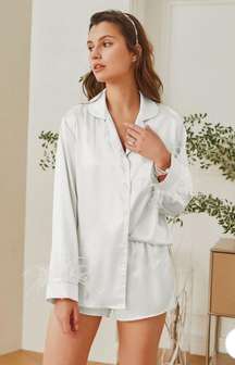 Silk Feather Pajama Set