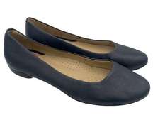 leather cushion navy blue slip on flats women Size 7 1/2