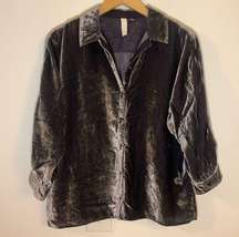 Pilcro Crushed Velvet Oversized Button Up Collared Top Size XS