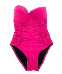 DKNY Women's Orchid Pink One Piece Halter Slimming Swimsuit 10 NWT