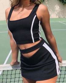 Cut Out Black Tennis Skirt