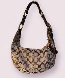 Coach Signature Mini Hobo Bag with Zipped Closure