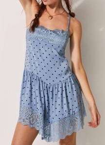 INTIMATELY City Wanders Trapeze Slip Blue Polka Dot Size Large NWOT