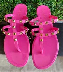 BNIB -  Hot Pink Jelly Sandals W/ Gold Studs | US7 EU38