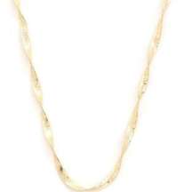 Flat Snake Link Twisted Gold 14 Inch Chain Necklace