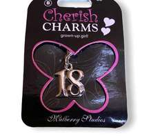 Cherish Charms 18 Bracelet Charm Silvertone NEW NWT 18th Birthday Silver Tone