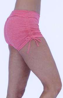 Mia Brazilia Pink Ruched Cinch Side Tie Sexy Workout Gym Dance Shorts Size M