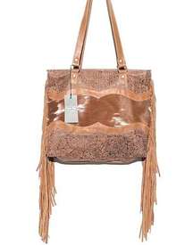 NWT Fringed INFINITY LEATHER & HAIRON BAG by Myra