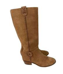 Jack Rogers Sawyer Brown Suede Leather Tall Boots Womens 6.5M Riding Casual Zip