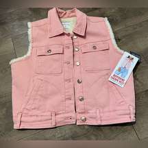 Celebrity Pink Boyfriend Sherpa Denim Vest Size Small Junior New