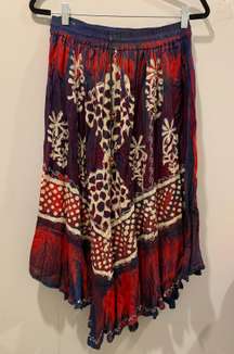 Boho asymmetrical Colorful Skirt Free Size One size fits most