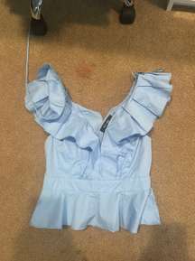 Light Blue Ruffled Top