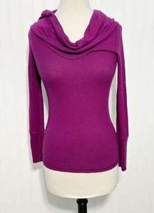 A New Approach ANA Women's Waffle Knit Cowl Neck Long Sleeve Sweater Purple XS