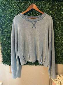 Vintage Havana Blue Distressed Washed Sweatshirt Sz Large