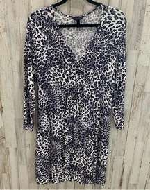 Soma Intimates Purple Leopard Print Faux Wrap Sleep Dress Lounge Nightgown
