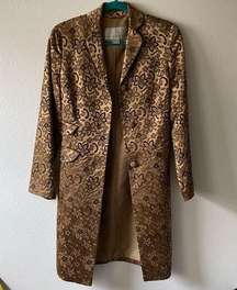 Nine West Gold Metallic Floral Pea Coat