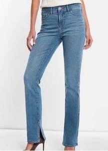 House of Harlow Super High Rise Straight Split Hem Denim Jeans